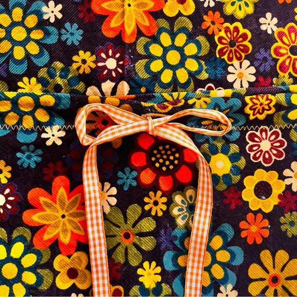 Groovy Skirt Handmade Drawstring Waist Pocket Corduroy Floral 70s A-Line Mini - Picture 3 of 5